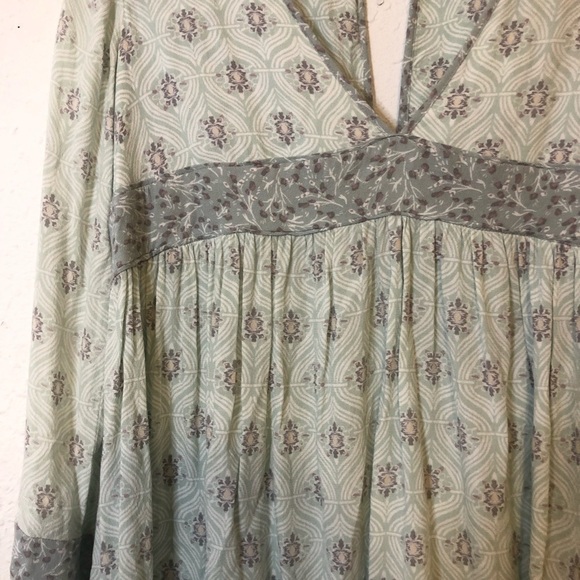 Free People Rolling Hills Bohemian Mint Green Blue Floral Top XS - Picture 4 of 9